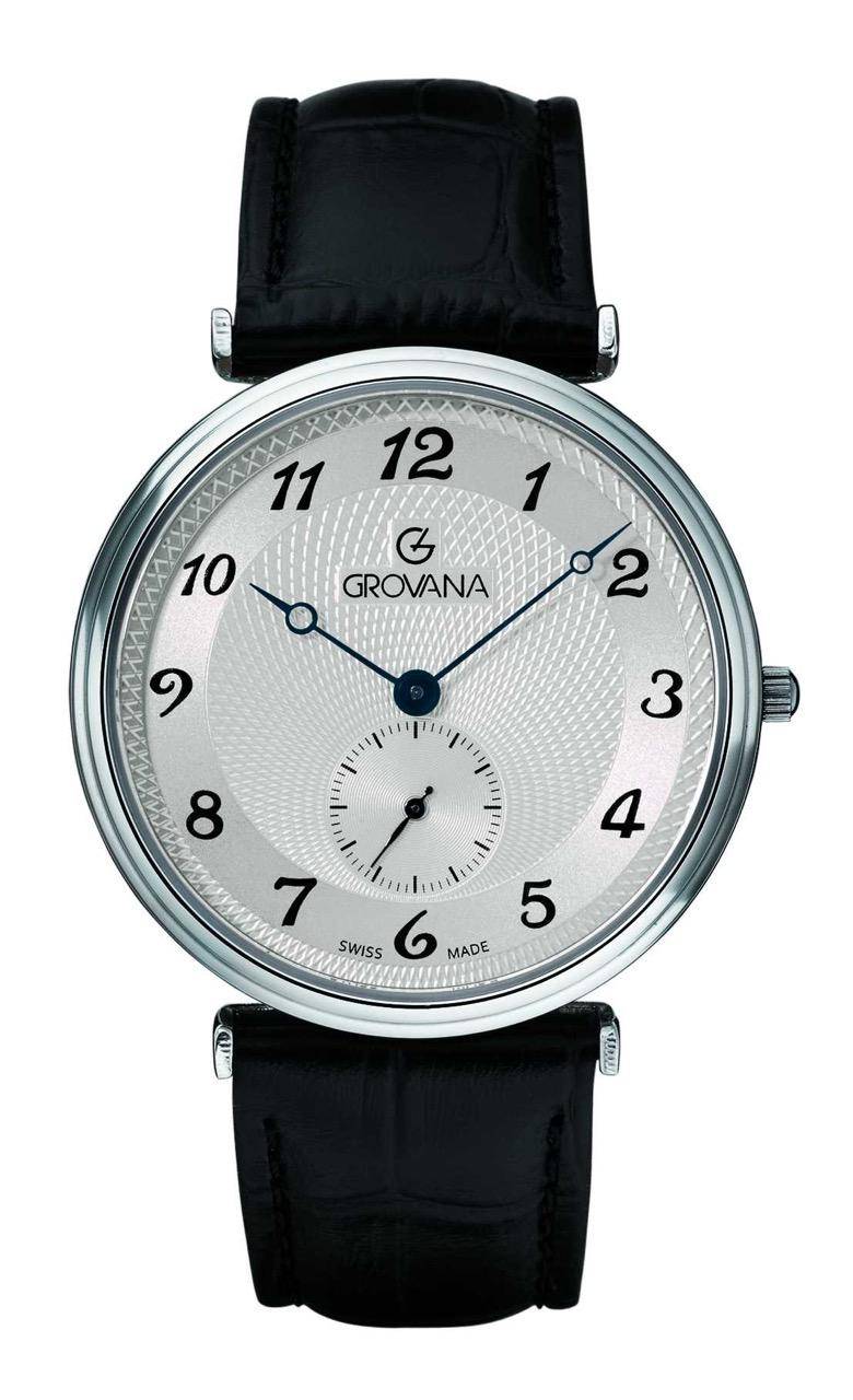 GROVANA Uhr Belleville Steel Leather Silver arab. 38mm Herren 1276,5532