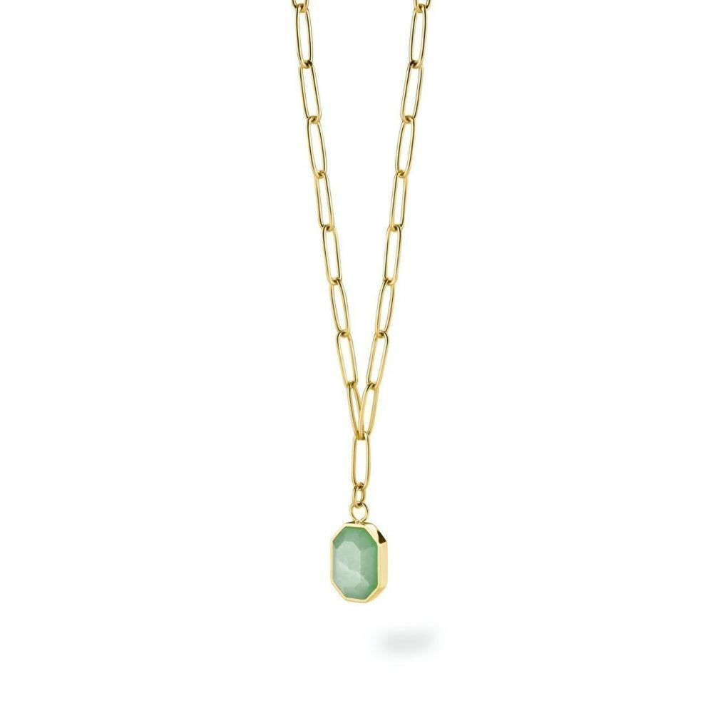ROSEFIELD Halskette Geometric Gemstone  Jade Gold