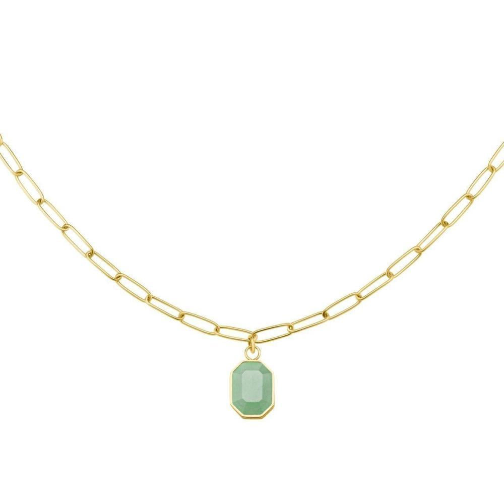 ROSEFIELD Halskette Geometric Gemstone  Jade Gold