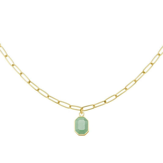 ROSEFIELD Necklace Geometric Gemstone Jade Gold JNGGG-J664
