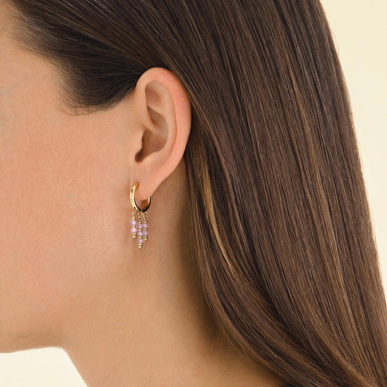 ROSEFIELD Damen Creolen Gold Rosa Steine