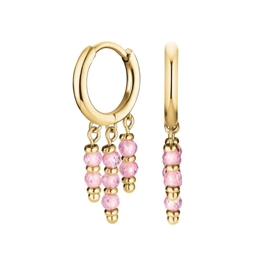 ROSEFIELD Damen Creolen Gold Rosa Steine