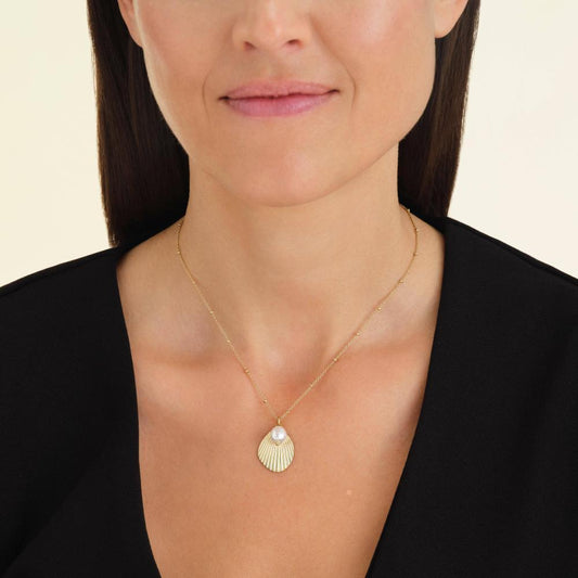 ROSEFIELD Necklace Shell with Pearl Balls Gold JSPNG-J159