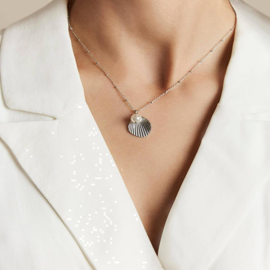 ROSEFIELD Necklace Shell with Pearl Balls Silver JSPNS-J160