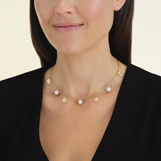 ROSEFIELD Necklace Shell and Pearl Charms Gold JMSPNG-J161