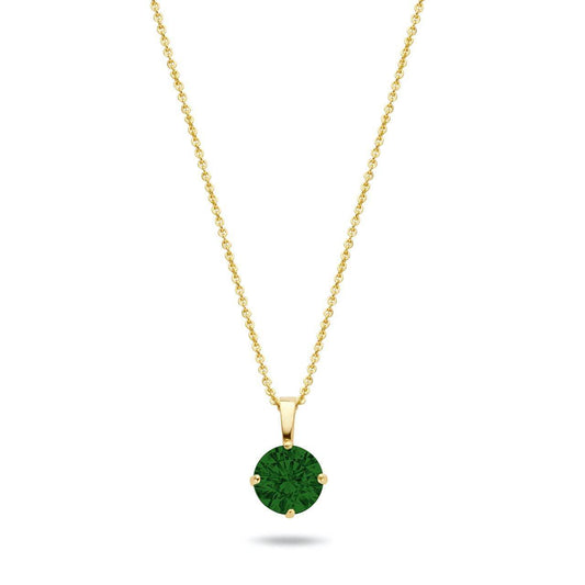 AMORETTO MILANO 14kt Echtgold Kette mit Anhänger Solitaire 4-Krappen emerald grün Zirkonia