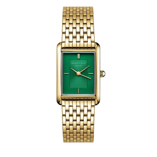 ROSEFIELD Damenuhr Heirloom Smaragd-Grün Gold eckig
