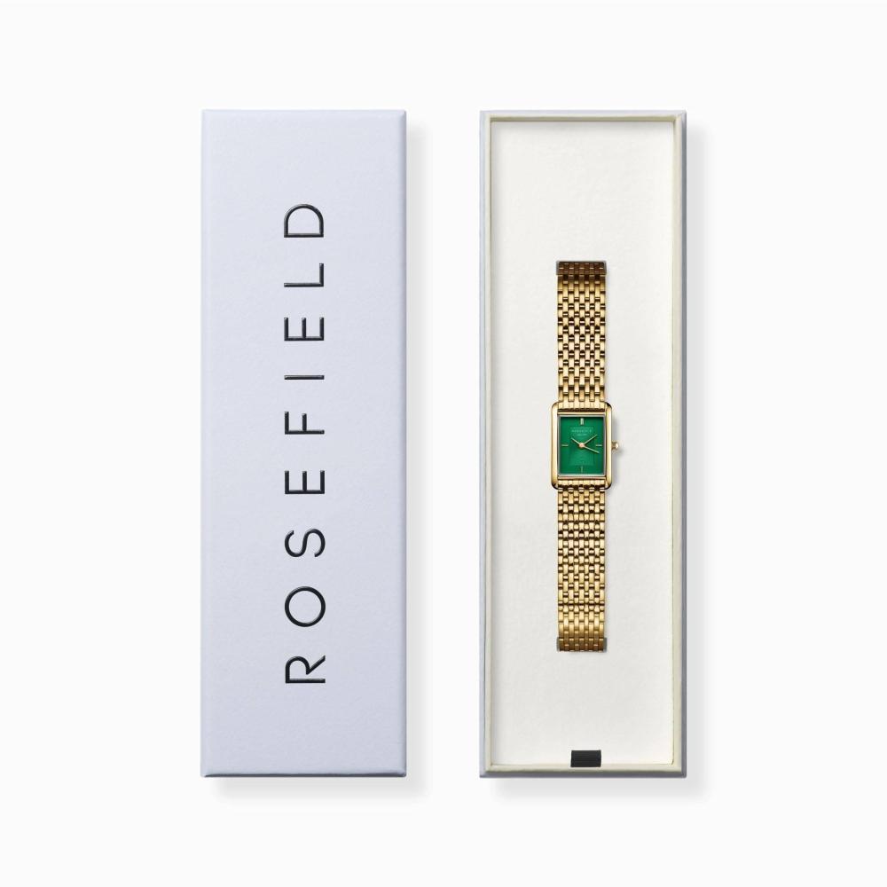 ROSEFIELD Damenuhr Heirloom Smaragd-Grün Gold eckig