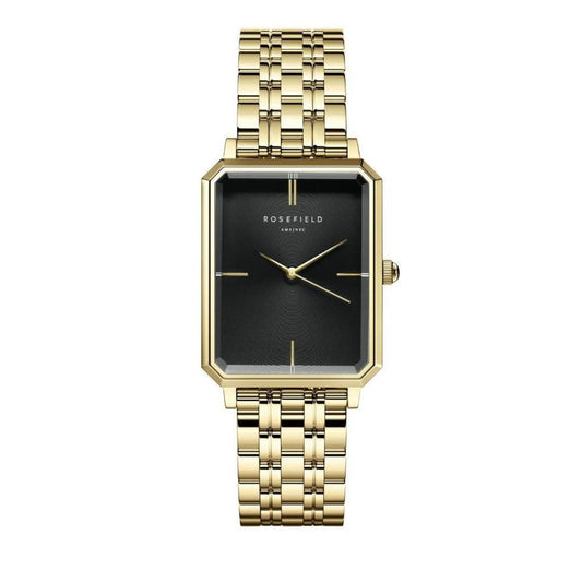 ROSEFIELD Damenuhr  Octagon Schwarz-Gold eckig OBSSG-O47