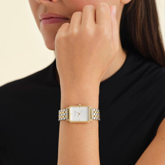 ROSEFIELD Damenuhr  Octagon Silber-Gold Bicolor eckig OWSSSG-O48