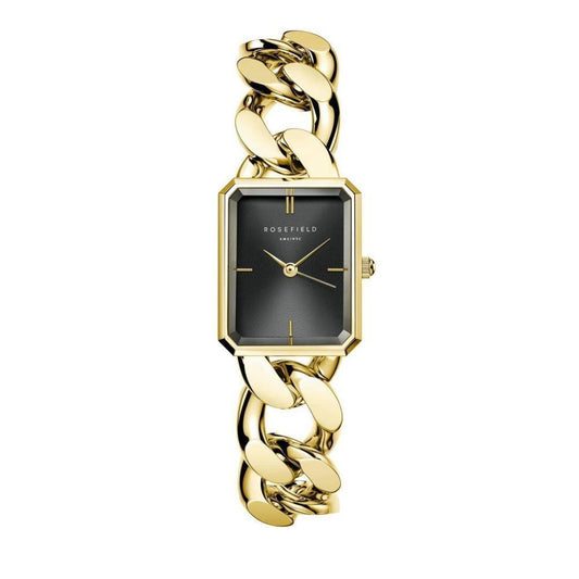 ROSEFIELD Damenuhr  STUDIO Octagon XS Kettenuhr Gold-Schwarz eckig SBGSG-O57