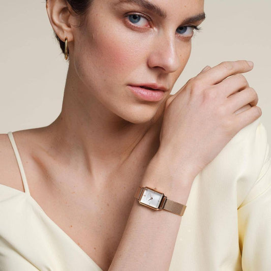ROSEFIELD Damenuhr Octagon XS Mesh Weiß Rosegold OWRMR-O59