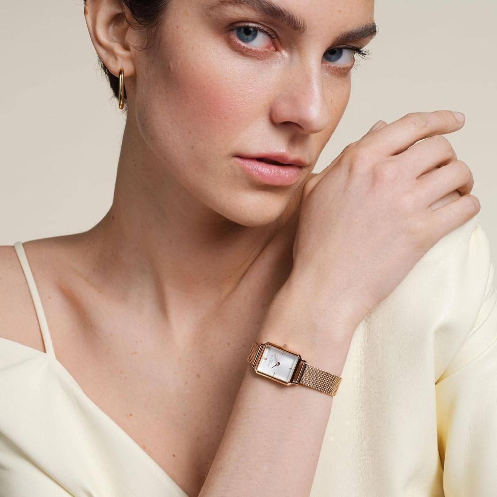 ROSEFIELD Damenuhr Octagon XS Mesh Weiß Rosegold OWRMR-O59