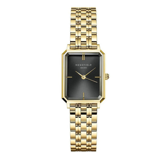 ROSEFIELD Women's Watch Octagon XS Black Sunray Steel Gold OBGSG-O61