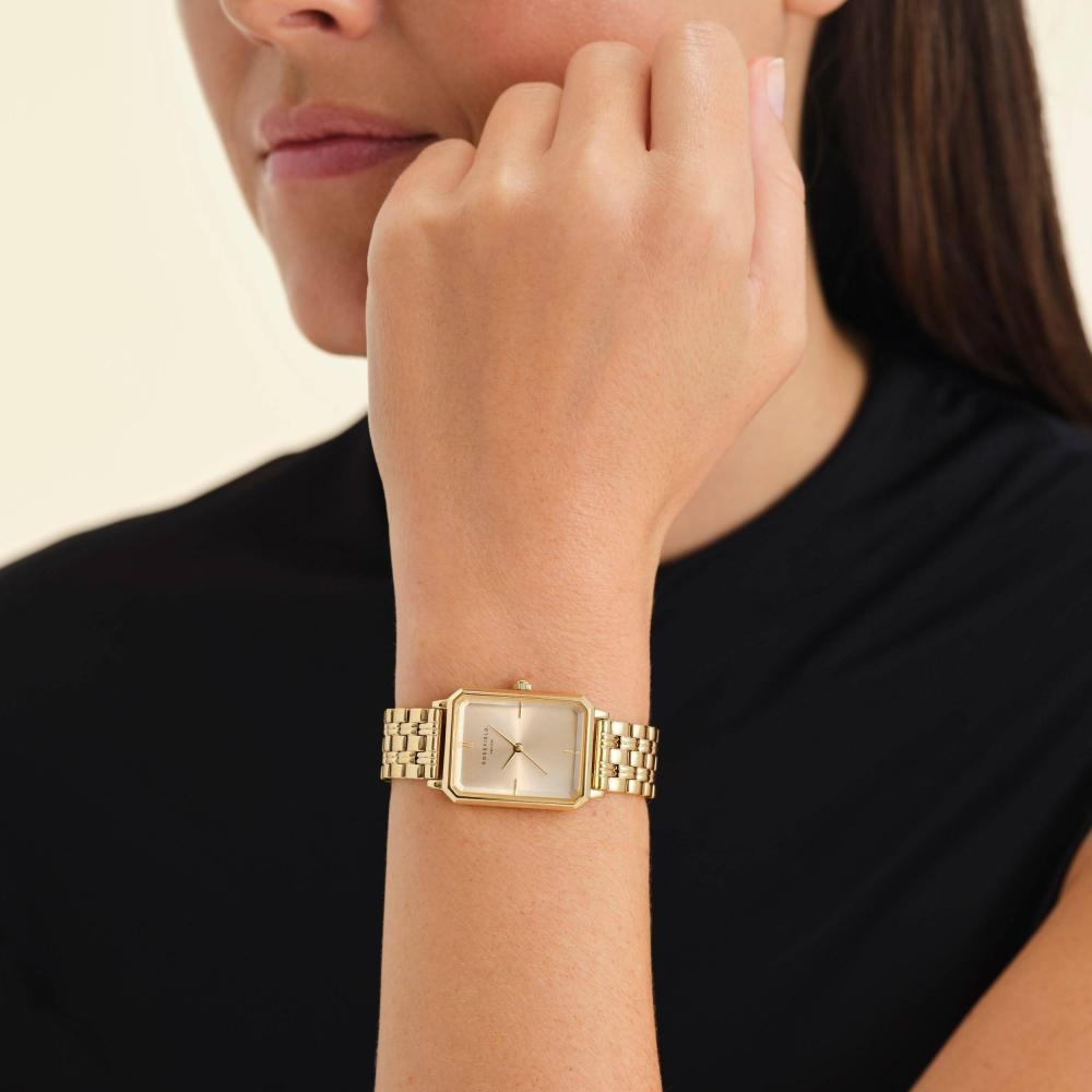 ROSEFIELD Damenuhr Octagon Champagner Gold eckig OCGSG-O65