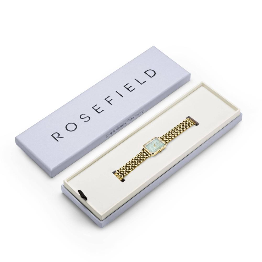 ROSEFIELD Damenuhr Octagon XS Minzgrün Perlmutt Gold eckig OGGSG-O71