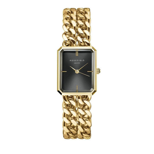 ROSEFIELD Damenuhr Octagon XS Studio Kettenuhr Schwarz Gold SBGSG-O77