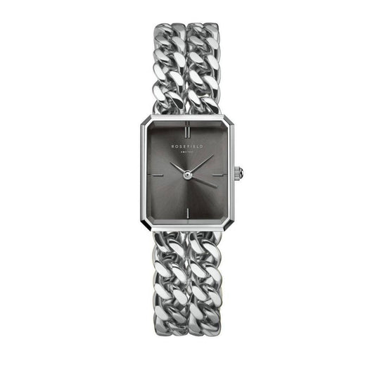 ROSEFIELD Damenuhr Octagon XS Studio Kettenuhr Grau Silber SGSSS-O78