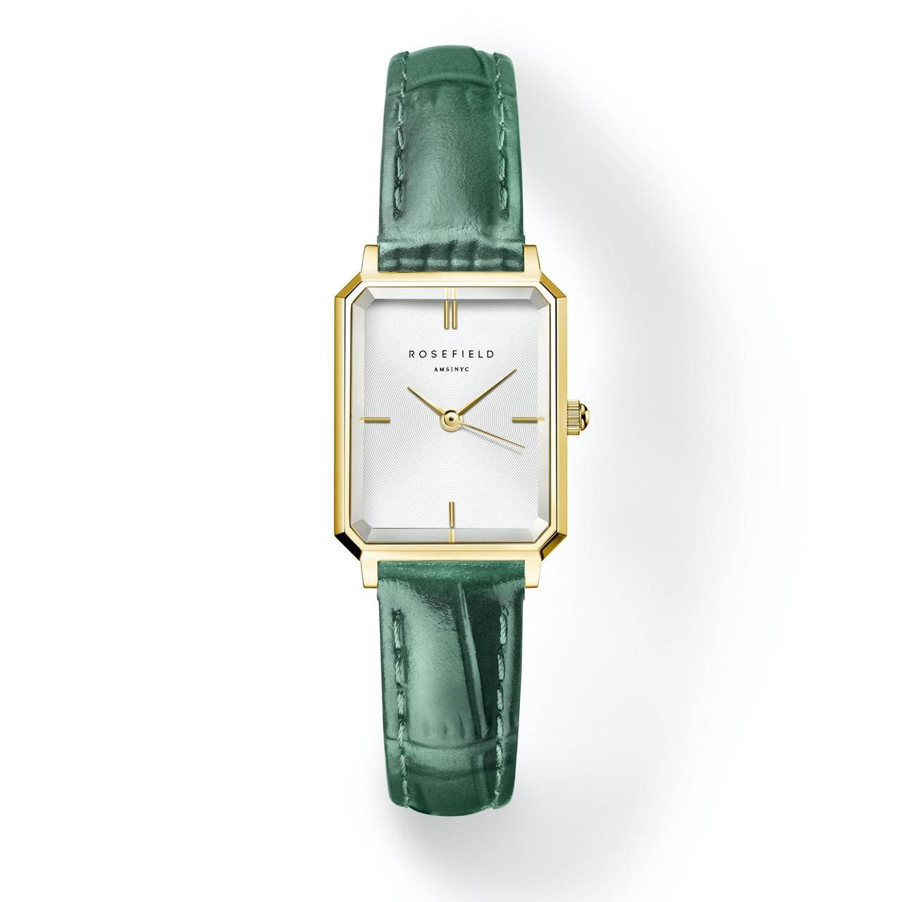 ROSEFIELD Damenuhr Octagon XS White Emerald Leather Gold  OWGLG-O86