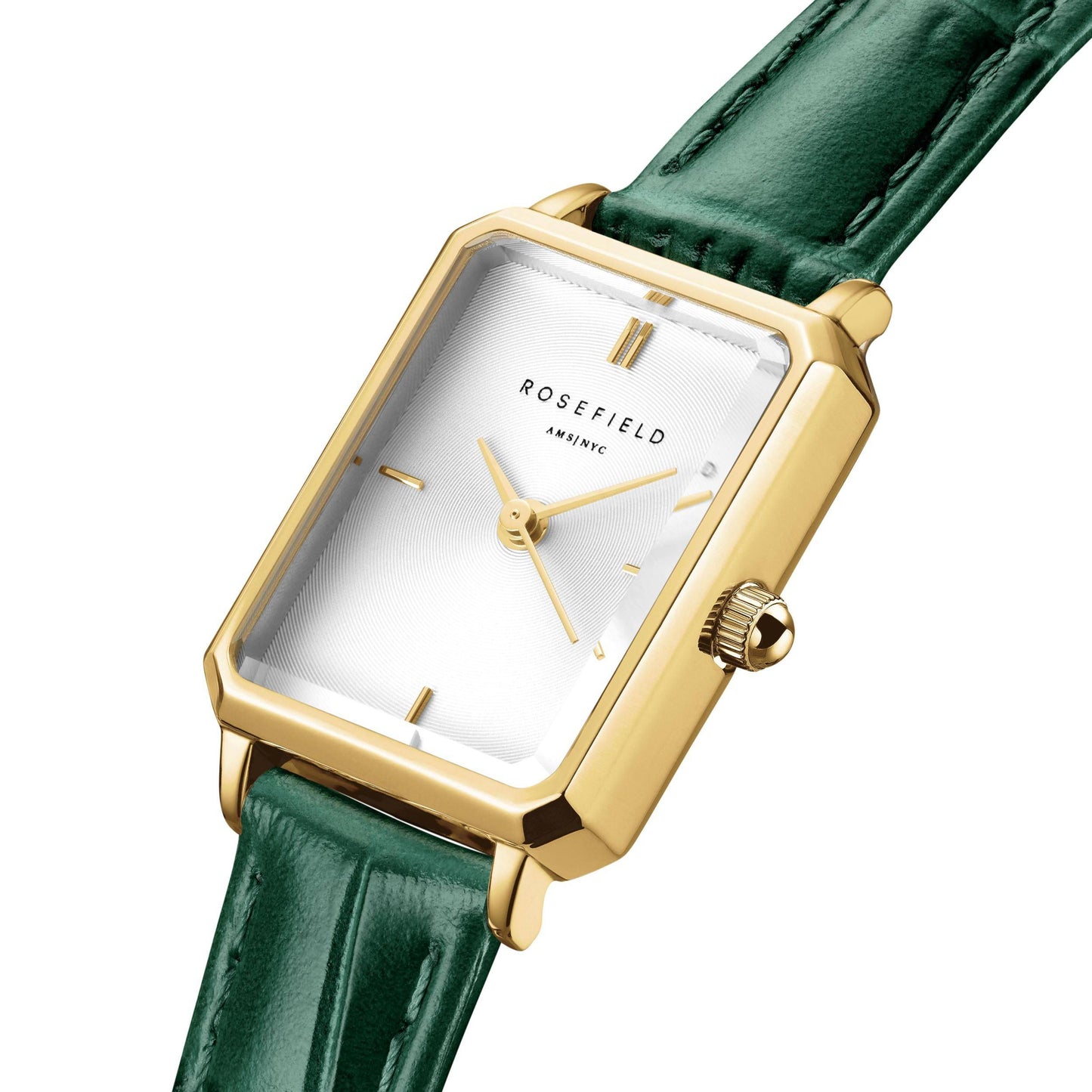 ROSEFIELD Damenuhr Octagon XS White Emerald Leather Gold  OWGLG-O86