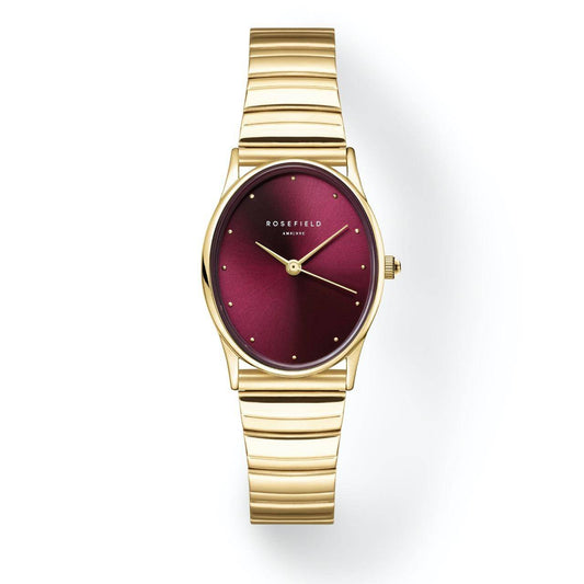 ROSEFIELD Damenuhr Oval Burgundy Half-moon Steel Gold OVGSG-OV15