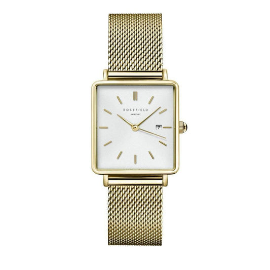 ROSEFIELD Damenuhr  Boxy Mesh Gold eckig QWSG-Q03