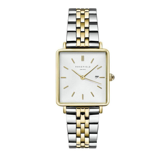 ROSEFIELD Damenuhr  Boxy Silber Gold Bicolor eckig QVSGD-Q013