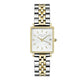 ROSEFIELD Women's Watch The Boxy XS White Sunray Steel Silver Gold Duo QMWSSG-Q023
