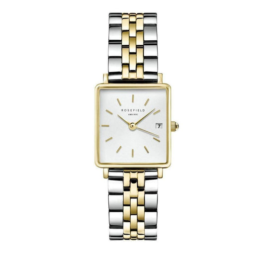 ROSEFIELD Damenuhr  Boxy XS Silber Gold Bicolor eckig QMWSSG-Q023