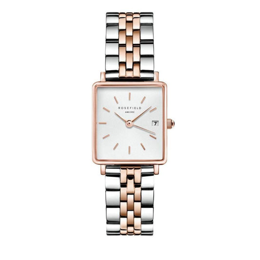 ROSEFIELD Damenuhr  Boxy XS Silber Rosegold Bicolor eckig QMWSSR-Q024
