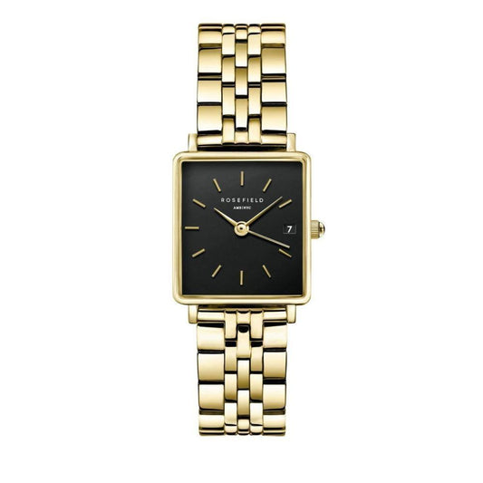 ROSEFIELD Damenuhr  Boxy XS Schwarz Gold eckig QMBG-Q025