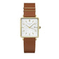 ROSEFIELD Women's Watch The Boxy White Sunray Cognac Gold QSCG-Q029