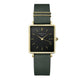 ROSEFIELD Damenuhr  Boxy Schwarz Leder Grün Gold eckig QBFGG-Q031