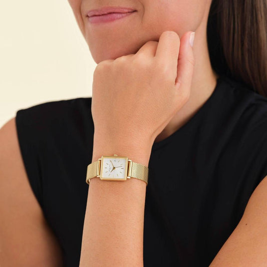 ROSEFIELD Damenuhr  Boxy XS Mesh Gold eckig QMWMG-Q039