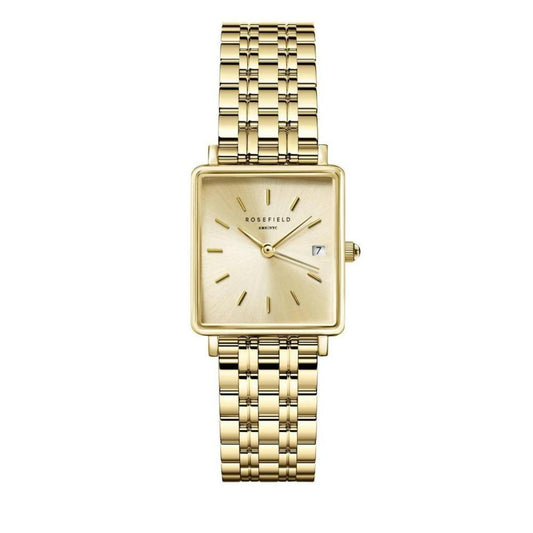ROSEFIELD Damenuhr Boxy XS Champagner  Gold eckig QCGSG-Q048