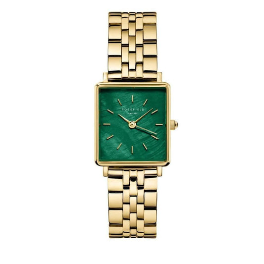 ROSEFIELD Damenuhr Boxy XS Smaragd-Grün Gold eckig BEGSG-Q050