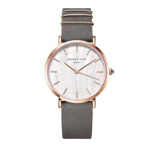 ROSEFIELD Damenuhr  West Village Grau Rosegold Nubuk Leder WEGR-W75