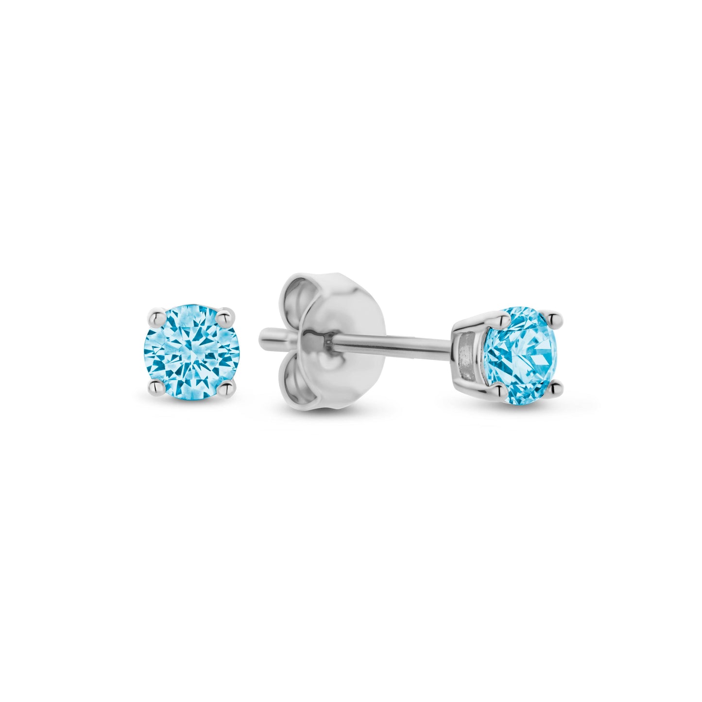 AMORETTO MILANO 925 Silber  Ohrringe 3mm Blaue Zirkonia