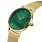 ROSEFIELD Women's Watch Pearl Edit Emerald Green Round Mesh Gold PEGMG-R10