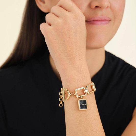 ROSEFIELD Damenuhr STUDIO Charm Kettenuhr Schwarz Gold SBGSG-O66