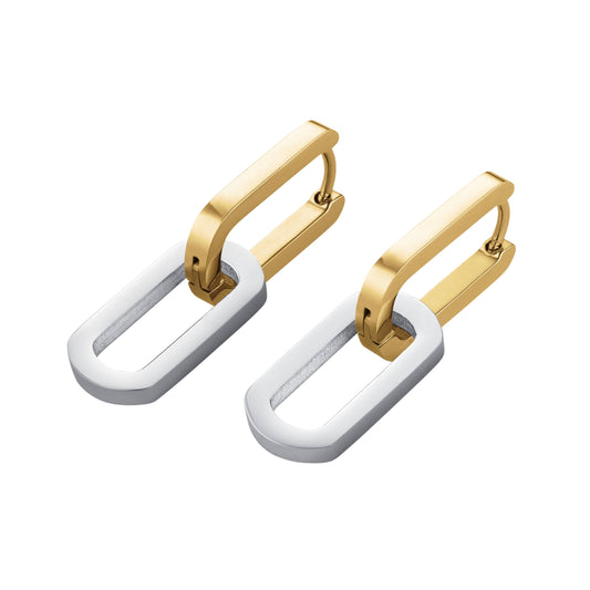 ROSEFIELD Earrings Bicolor Link Hoops Gold Silver Divisible Stainless Steel JEDLG-J712