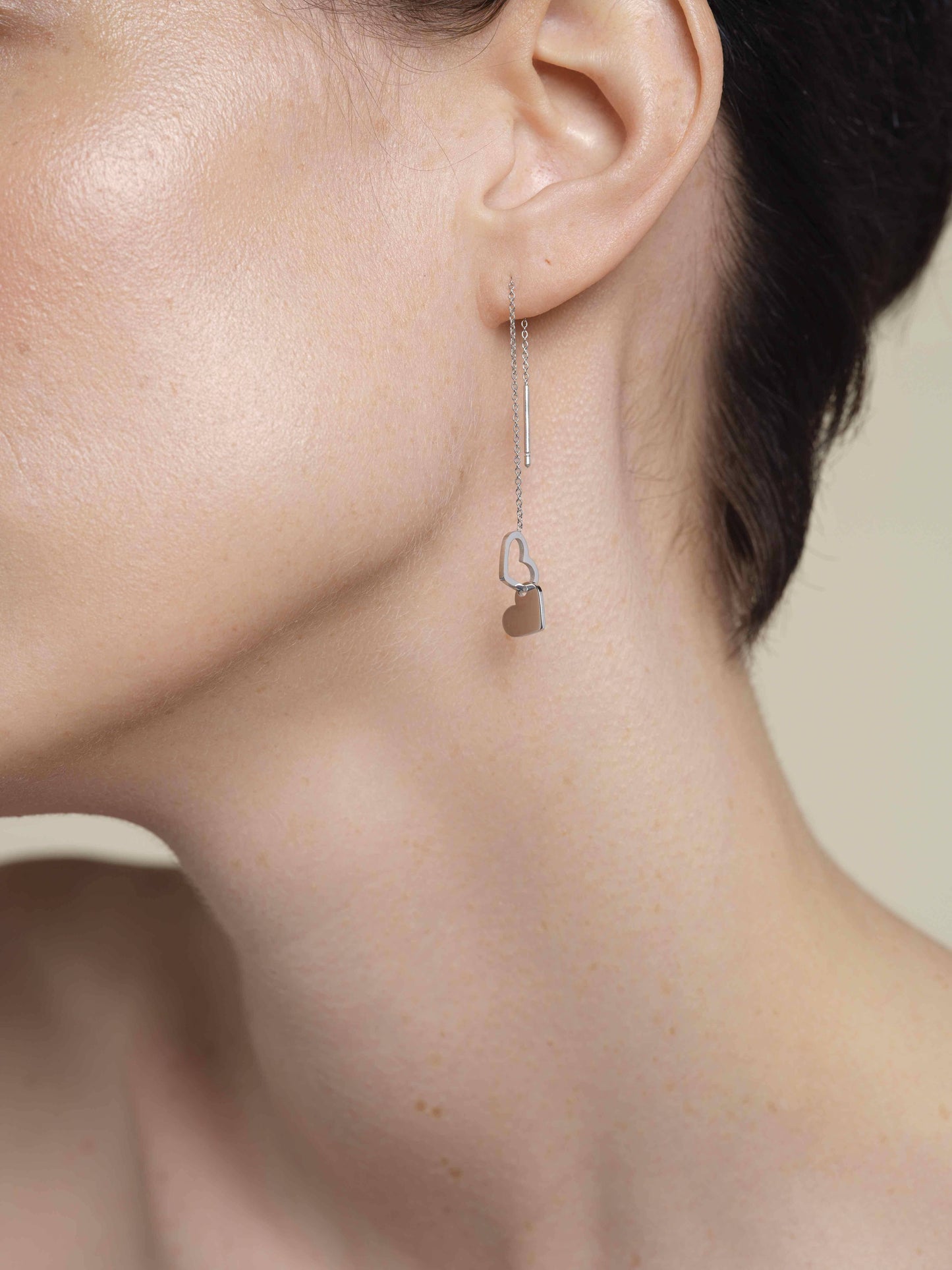ROSEFIELD Ohrringe Doppel-Herzen hängend Silber
