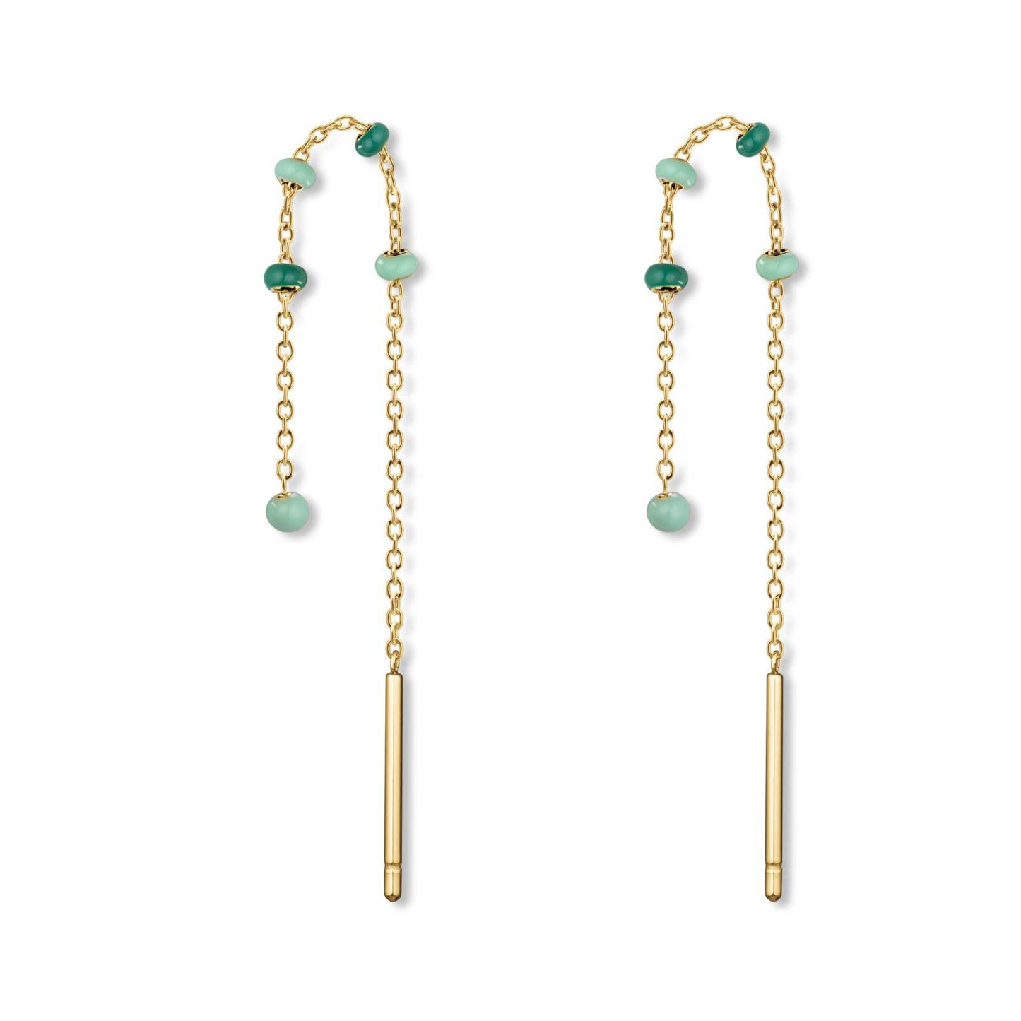 ROSEFIELD Earrings Pendant Emerald Dotted Balls Gold Stainless Steel JEETG-J722