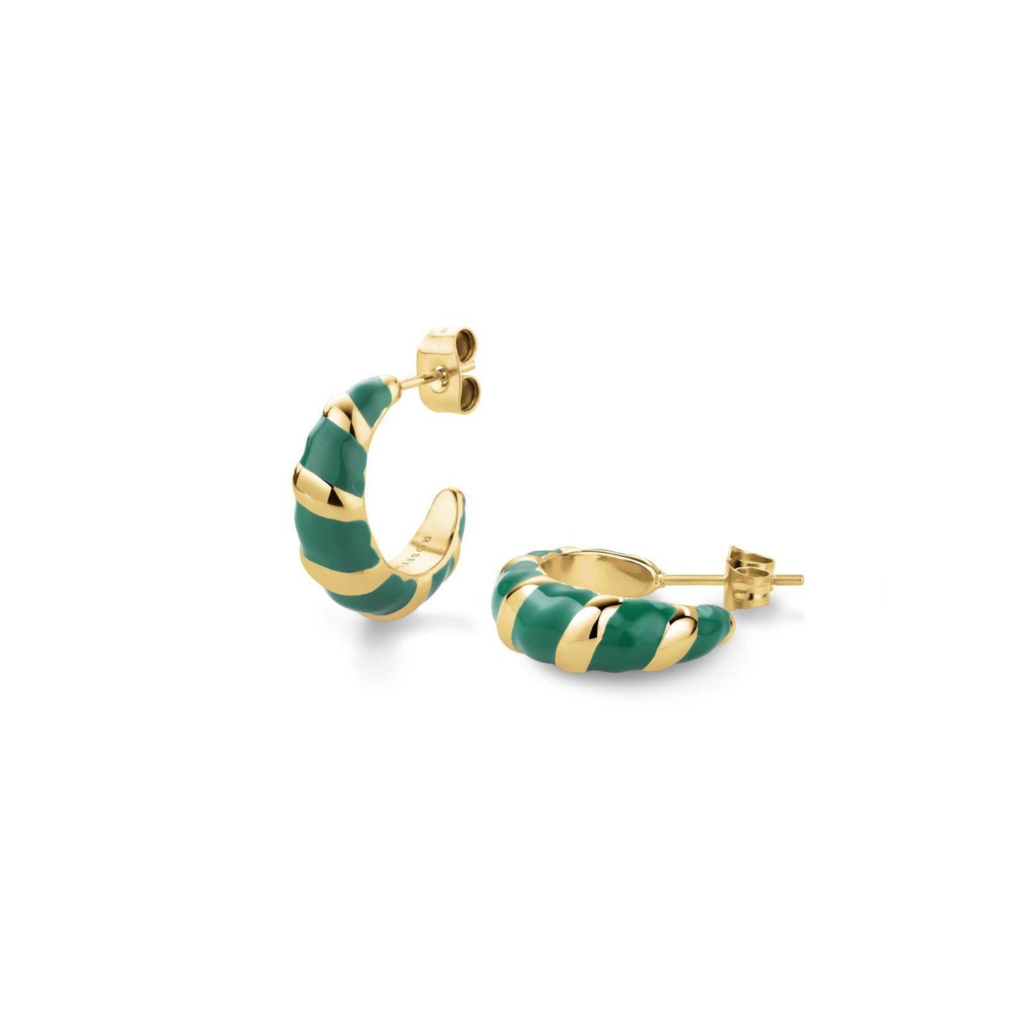 ROSEFIELD Ohrringe Emerald Croissant Hoops Gold Edelstahl