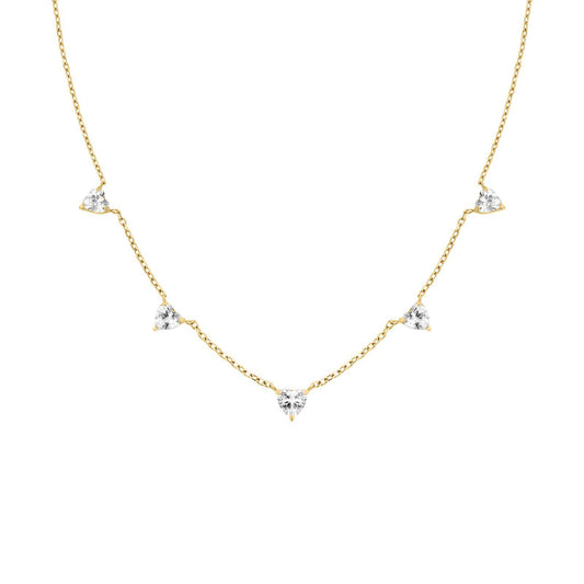 ROSEFIELD Halskette Row of Hearts Necklace White Crystals Gold JNRHG-J1005