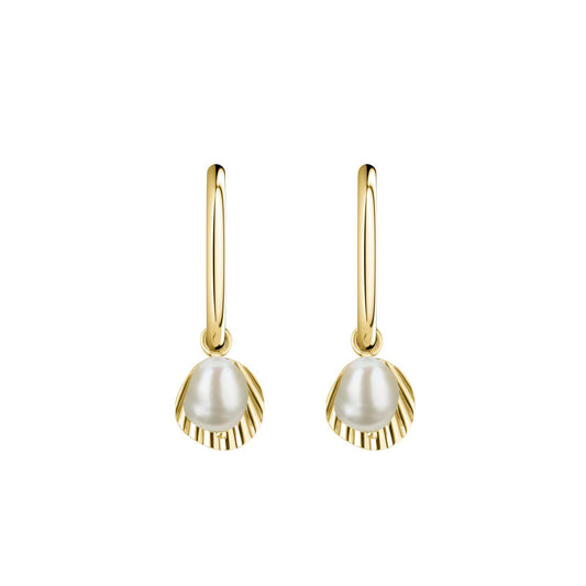 ROSEFIELD Earrings Creole Shell with Pearl Gold JSPCEG-J173
