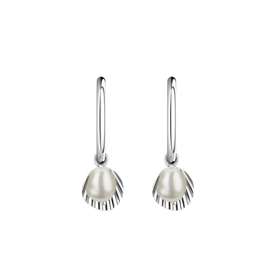 ROSEFIELD Earrings Creole Shell with Pearl Silver JSPCES-J174