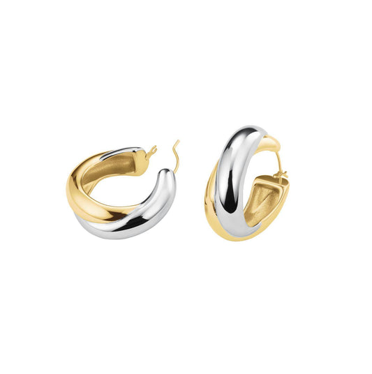 ROSEFIELD Creolen Duotone Crossed Hoops Silver Gold Duo JEDCD-J978