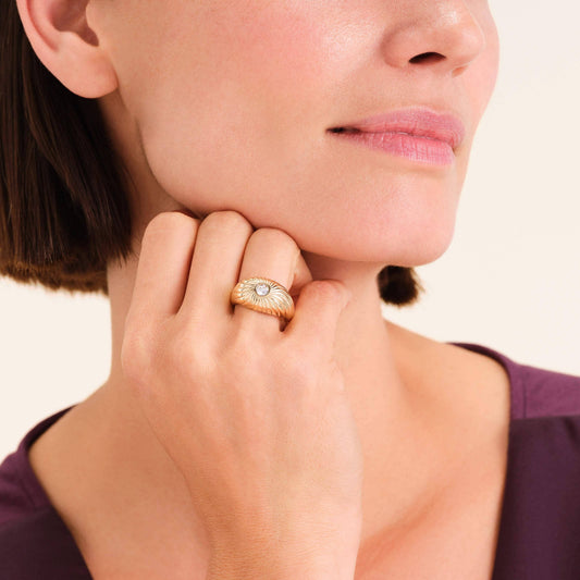 ROSEFIELD Ring Bold Solitary Texture Gold Größe 48