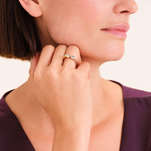 ROSEFIELD Ring Dome Double Bicolor Gold Silber Edelstahl